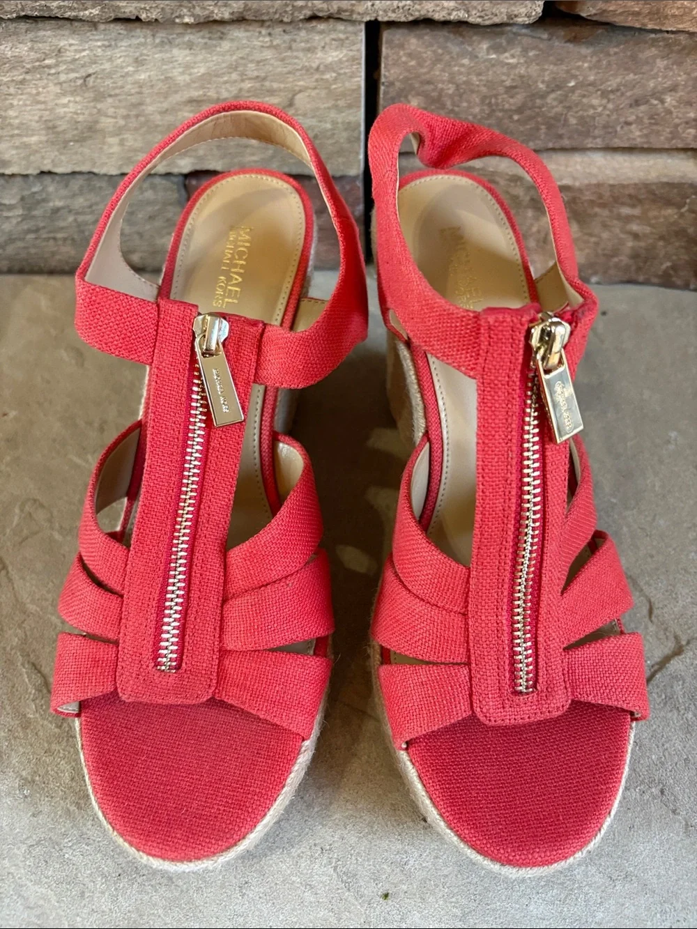 Michael Michael Kors sz 8.5 orange cloth wedges
